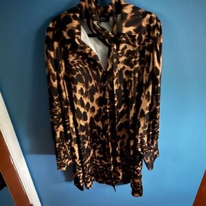 Leopard Print Button-Up Blouse